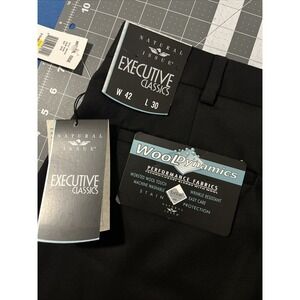 Natural Issue Dress Pants Mens 42x30 Black Executive Classic Wool Blend  - New